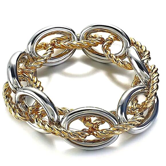 Chain Link Gold Silver Luxury Bracelet - Picture 2 of 3